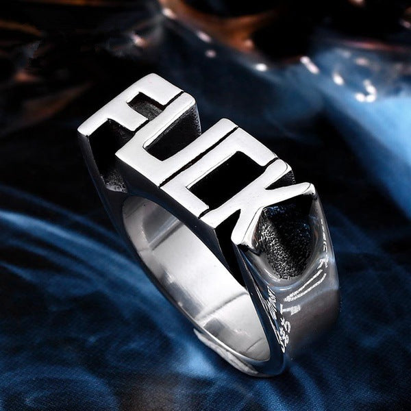 New Punk Style Creative Men And Women Models Alphabet Alloy Ring Hand Jewelry