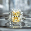 Fashion Shiny Yellow Zircon Engagement Copper Ring Women's Fashion Party Jewelry