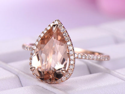 Boutique New Large Drop-shaped Gemstone Ladies Ring Copper Plated Rose Gold Jewelry