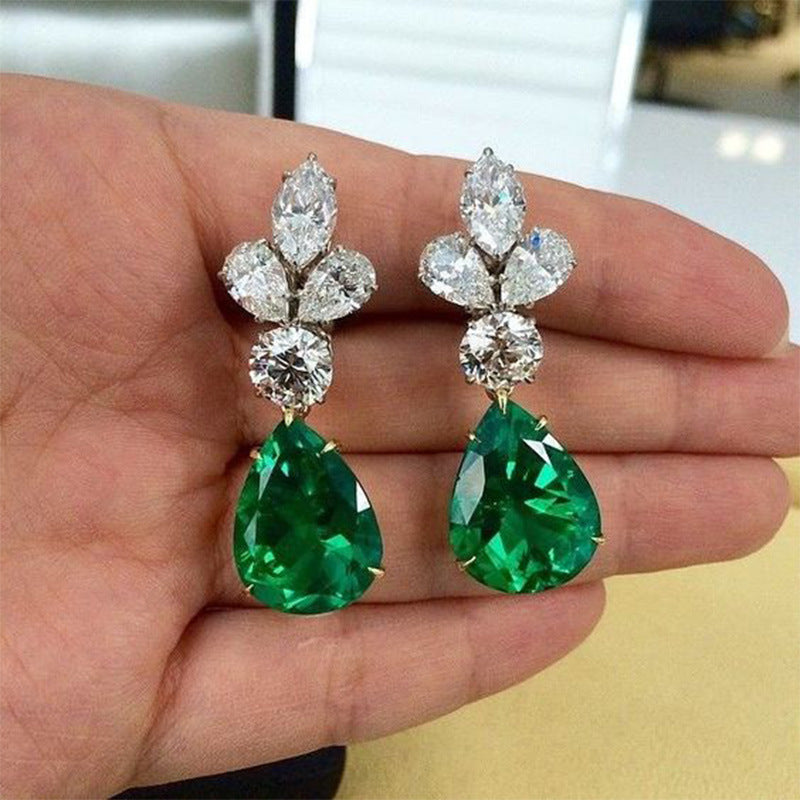 Fashion Clover Flower Aaa Zircon Copper Earrings Exquisite Bridal Earrings