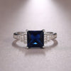 Fashion Ladies New Dark Blue Zircon Platinum Plated Diamond Copper Ring Hand Jewelry