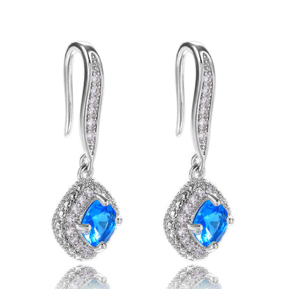 Fashion Square Inlaid Zircon Copper Drop Earrings Wholesale