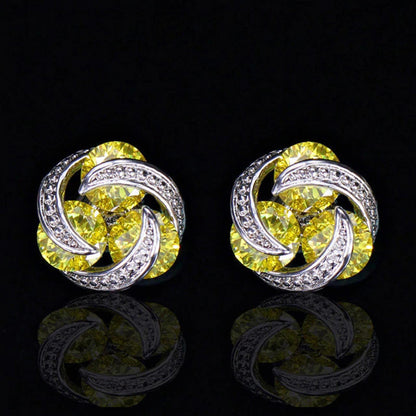 Fashion Colorful Zircon Contrast Color Copper Earrings Wholesale