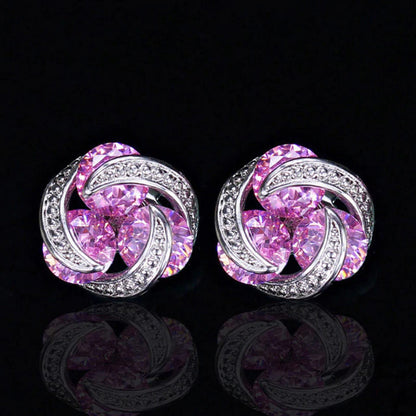 Fashion Colorful Zircon Contrast Color Copper Earrings Wholesale