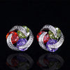 Fashion Colorful Zircon Contrast Color Copper Earrings Wholesale