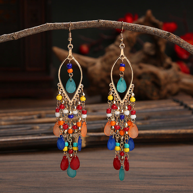 1 Pair Fashion Geometric Alloy Seed Bead Plating Women's Drop Earrings