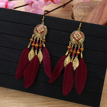 Bohemian Feather Alloy Plating Women's Drop Earrings