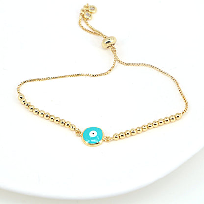 Simple Fashion Drop Oil Eye Accessories Metal Bead Copper Bracelet