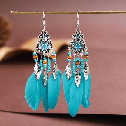 Bohemian Creative Disc Painting Oil Long Tassel Earrings Wholesale