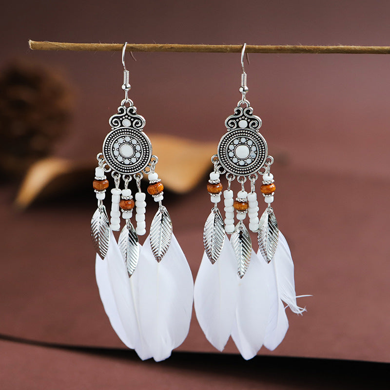 Bohemian Creative Disc Painting Oil Long Tassel Earrings Wholesale