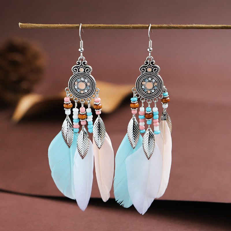 Bohemian Creative Disc Painting Oil Long Tassel Earrings Wholesale