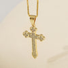 Simple Style Cross Stainless Steel Plating Inlay Zircon 18k Gold Plated Silver Plated Pendant Necklace