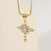 Simple Style Cross Stainless Steel Plating Inlay Zircon 18k Gold Plated Silver Plated Pendant Necklace