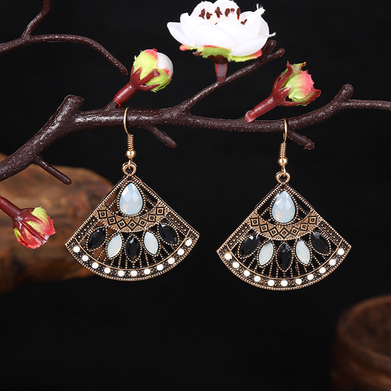 1 Pair Ethnic Style Sun Alloy Plating Inlay Beads Women's Drop Earrings