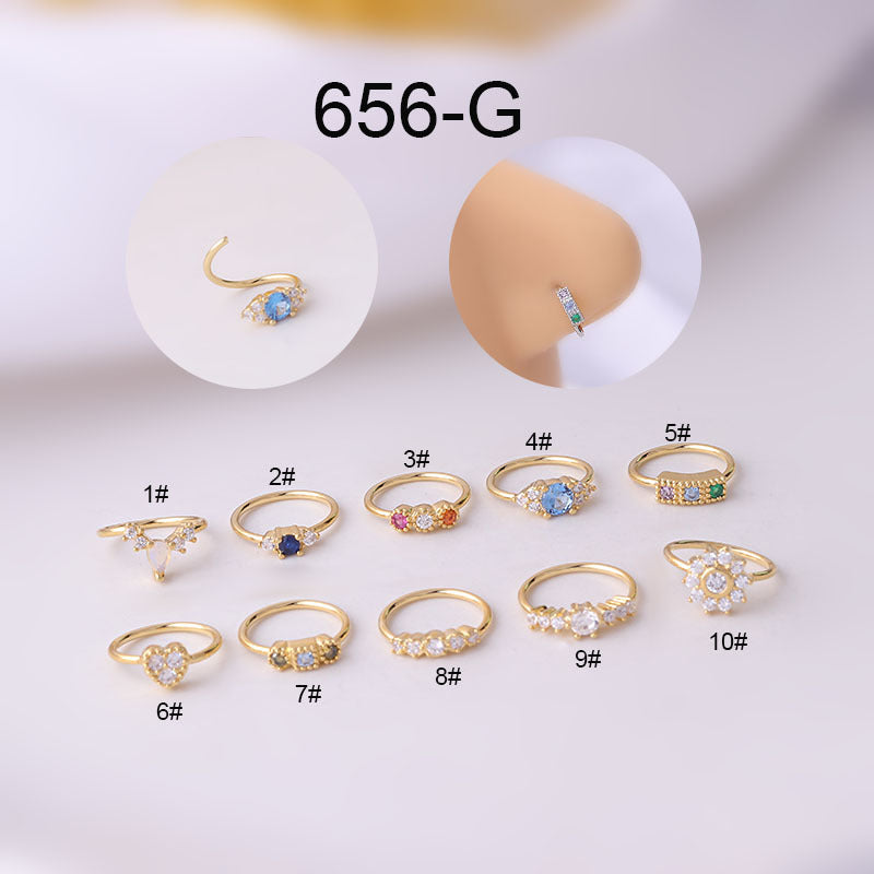 Fashion Geometric Copper Plating Zircon Nose Ring