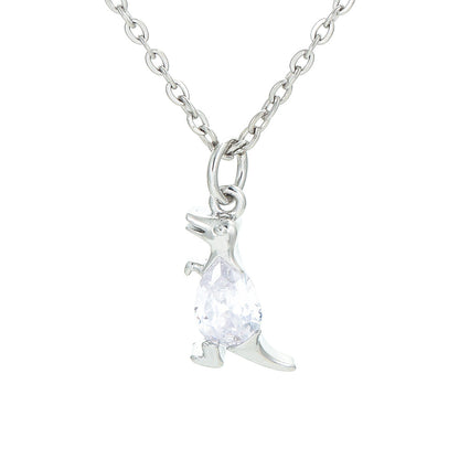 Fashion Small Dinosaur Copper Inlaid Zircon Pendant O-word Chain Clavicle Chain