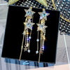 Vintage Exaggerated Long Tassel Five-pointed Star Rhinestone Earrings Wholesale