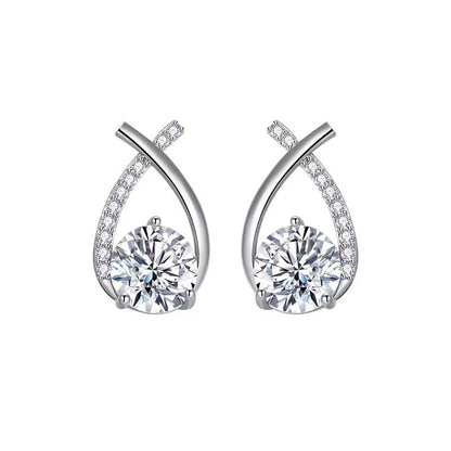 Fashion Female Cross Zircon Alloy Stud Earrings