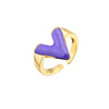 Fashion 18k Gold-plated V Letter Glossy Oil Drop Open Copper Ring