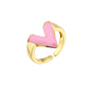 Fashion 18k Gold-plated V Letter Glossy Oil Drop Open Copper Ring