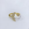 Fashion Hollow Drip Oil Zircon Fishtail Geometric Copper Zircon Open Ring