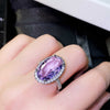 Fashion Imitation Amethyst Copper Micro-encrusted Large Zircon Ring Female