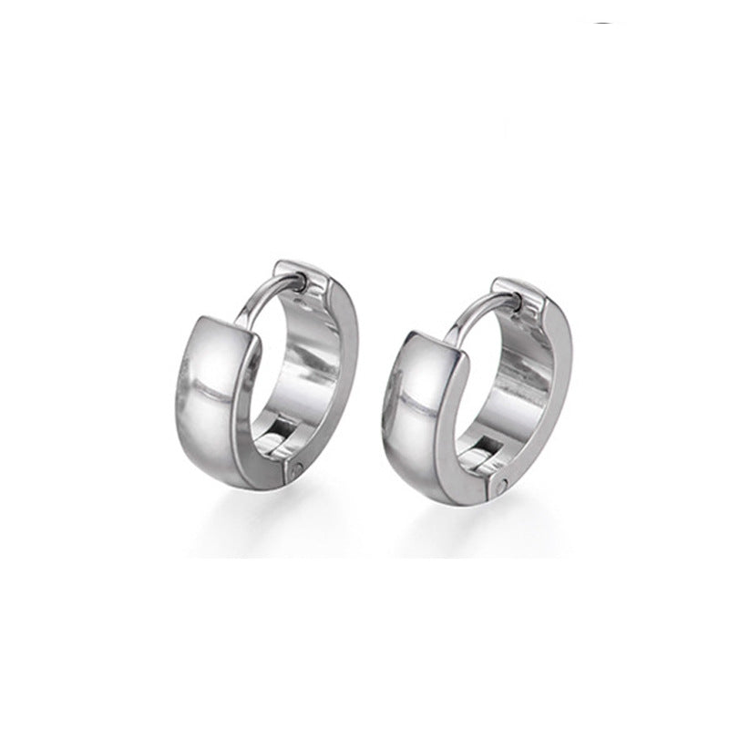 Simple Geometric Plain Titanium Steel Metal Hoop Earrings Wholesale