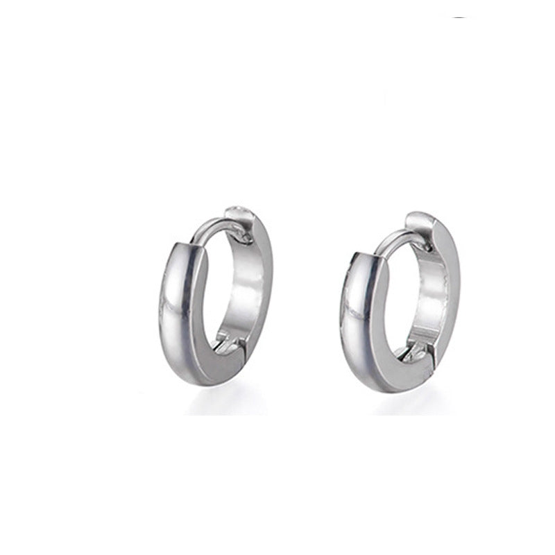 Simple Geometric Plain Titanium Steel Metal Hoop Earrings Wholesale