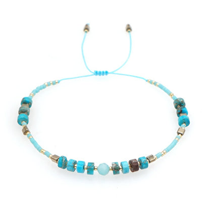 Bohemian Lake Blue Series Tila Beads Hand-beaded Small Bracelet