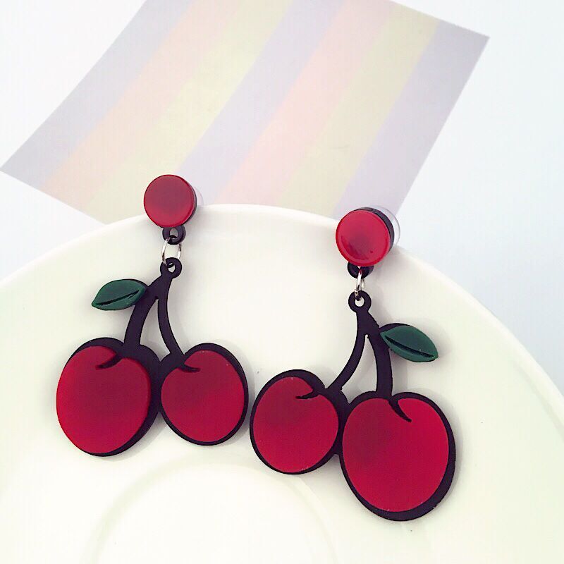 Exaggerated Fruit Lemon Strawberry Watermelon Acrylic Long Earrings Women