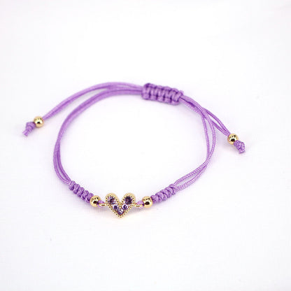 Fashion Jewelry Adjustable Micro-set Colored Zircon Heart Copper Bracelet