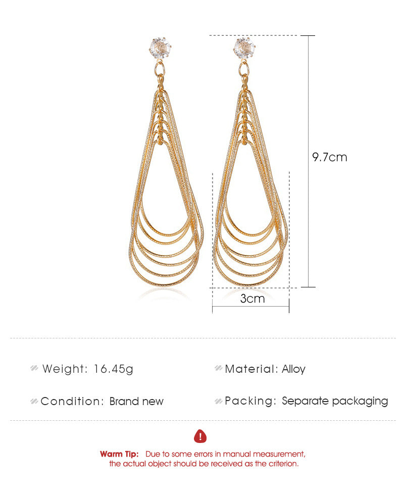 New Retro Exaggerated Geometric Pattern Multi-layer Drop Earrings Wholesale