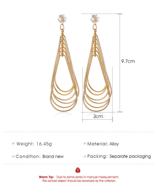 New Retro Exaggerated Geometric Pattern Multi-layer Drop Earrings Wholesale