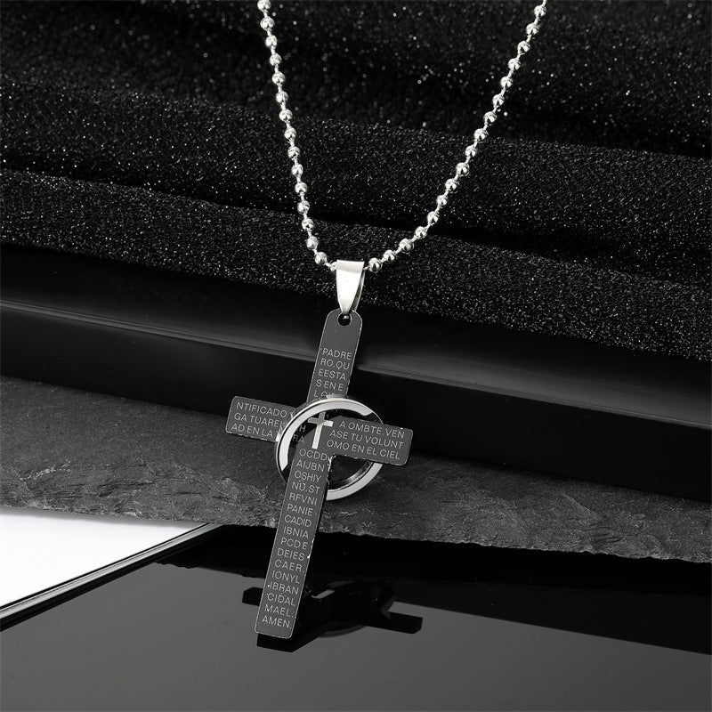 Jewelry Trend Punk Stainless Steel Color Cross Belt Ring Rock Geometric Sweater Chain