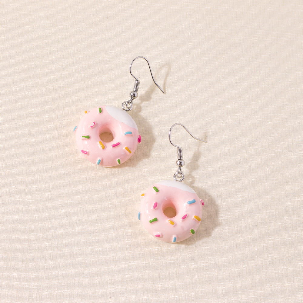 Europe And America Cross Border Fashion Popular Creative New Cute Simulation Donut Earrings Minimalist Creative Color Ice Cream Earrings Jewelry