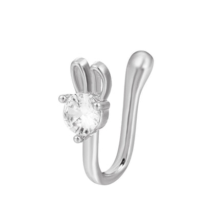 U-shaped Rabbit Spider Butterfly Copper Inlaid Zircon Nose Ring Piercing-free Jewelry