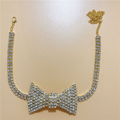 Fashion Inlaid Rhinestone Bow Tie Choker Sexy Cute Necklace Choker