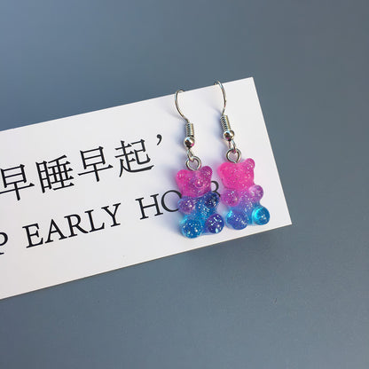 Student Earrings Colorful Bear Multicolor Niche Earrings Cute Girl Earrings  New Trend