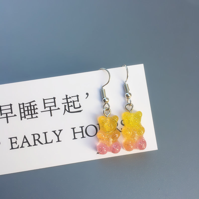 Student Earrings Colorful Bear Multicolor Niche Earrings Cute Girl Earrings  New Trend