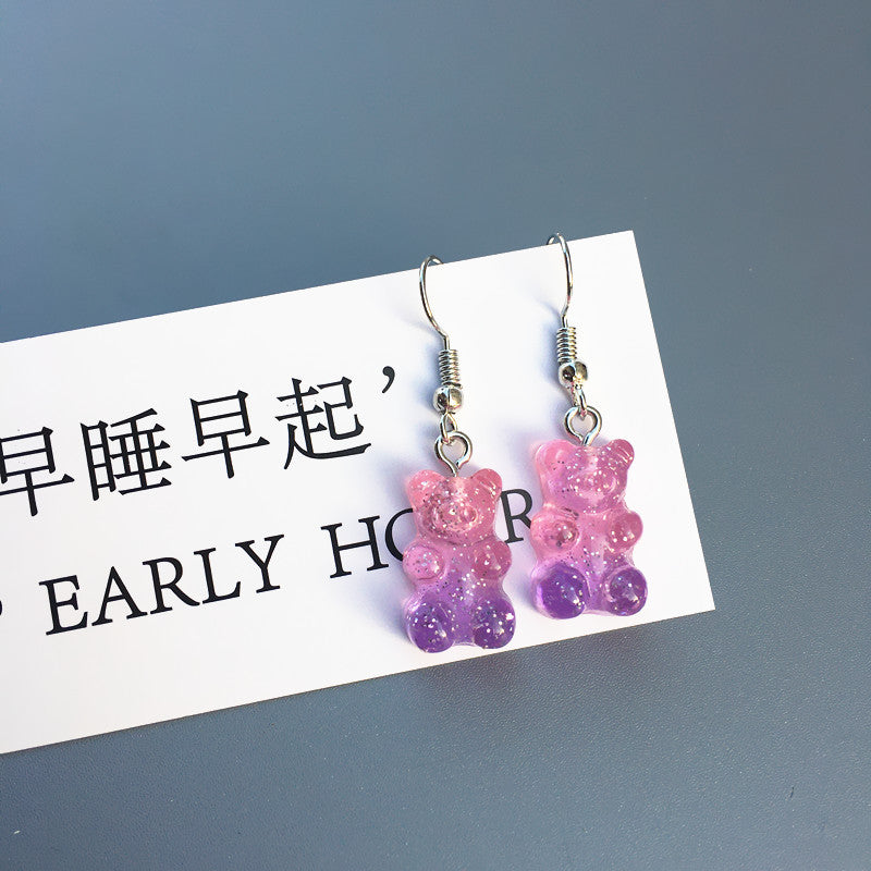 Student Earrings Colorful Bear Multicolor Niche Earrings Cute Girl Earrings  New Trend