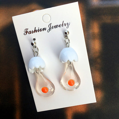 Creative Funny Simulation Egg White Yolk Earrings Wholesale