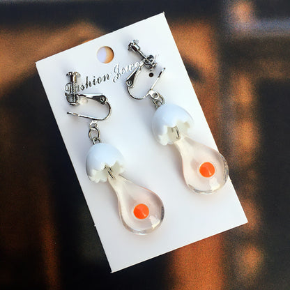 Creative Funny Simulation Egg White Yolk Earrings Wholesale