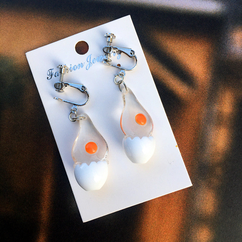 Creative Funny Simulation Egg White Yolk Earrings Wholesale