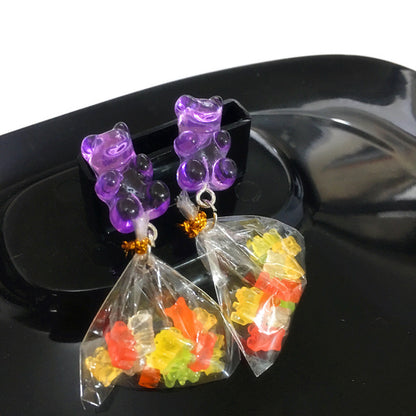 Creative Simulation Food Mini Jelly Bear Candy Drop Earrings