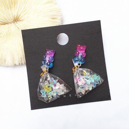 Creative Simulation Food Mini Jelly Bear Candy Drop Earrings