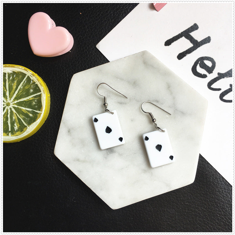 Creative Funny Playing Card Cute Earrings Wholesale