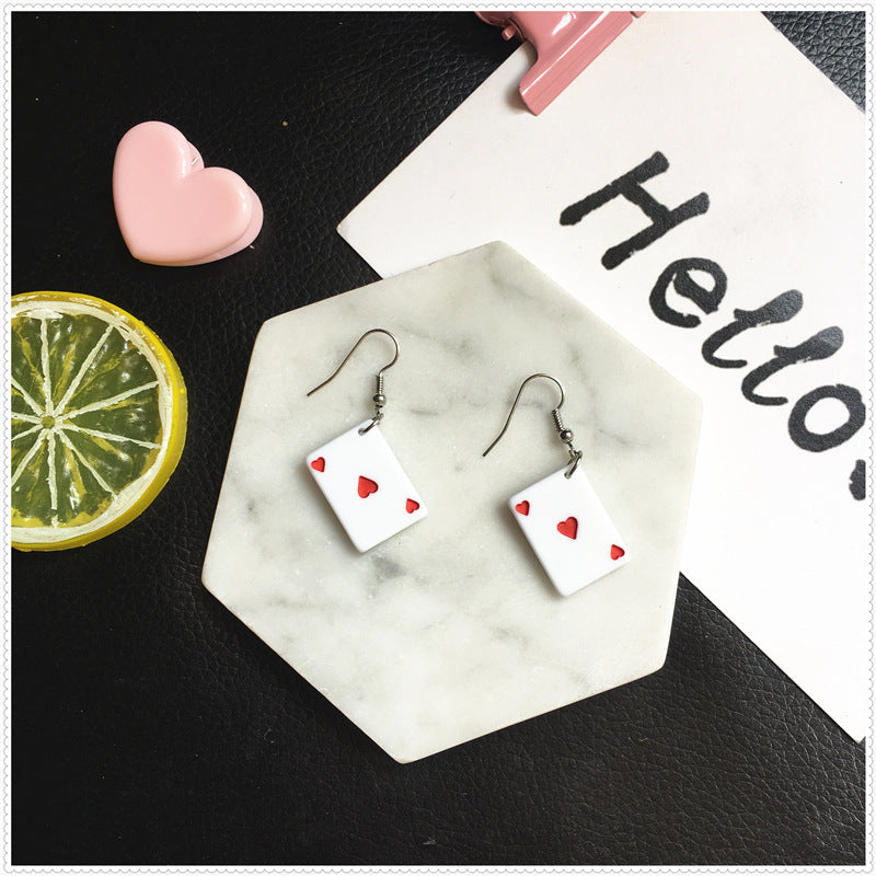 Creative Funny Playing Card Cute Earrings Wholesale