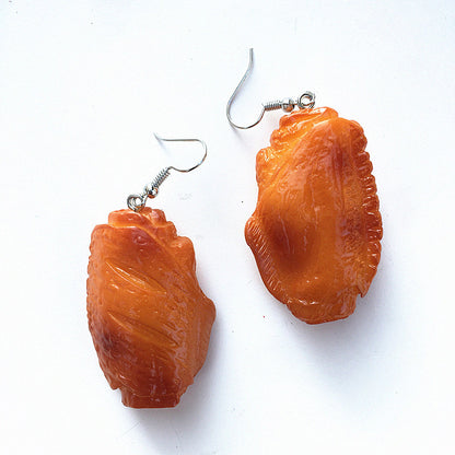 Creative Fashion Simulation Stewed Spare Ribs Chicken Wings Resin Drop Earrings