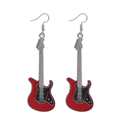 Classical Guitar Retro Contrast Color Chic Music Earrings Wholesale