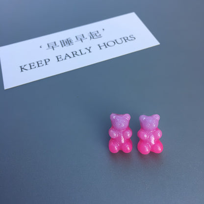 New Bear Gradient Cute Candy Color Stud Earrings Wholesale